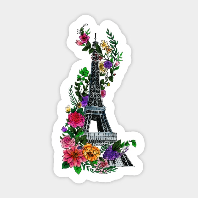 Eiffel Tower Floral Print Pattern Luggage Cover Protector main image 1